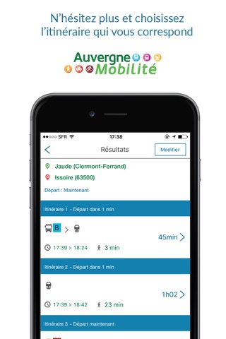 Auvergne Mobilité itinéraire transports screenshot 2