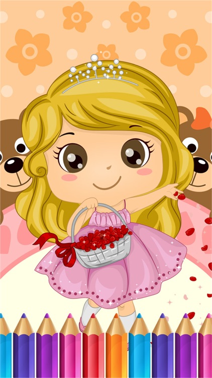 Sweet Little Girl Coloring Book Art Studio Paint and Draw Kids Game Valentine Day