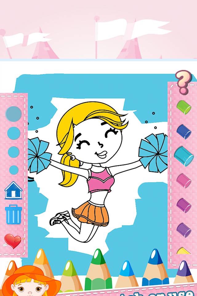 Little Girls Drawing Coloring Book - Cute Caricature Art Ideas pages for kids screenshot 4