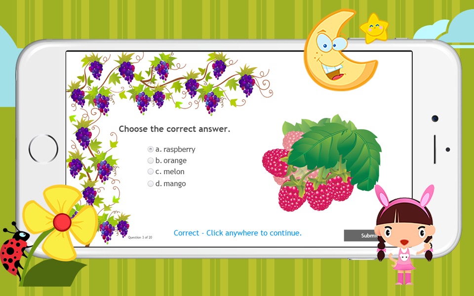 Pre-Schools Quiz Fruits And Vegetables Flashcards Names In English - Free Educational Kids Games For 1,2,3,4 To 3 Years Old screenshot 2