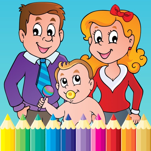 Family Coloring Book for kids and Preschool Toddler Drawing Icon
