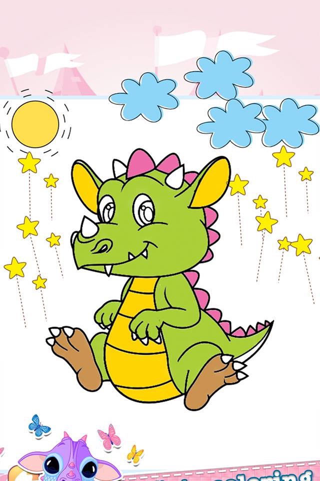 Dragon Drawing Coloring Book - Cute Caricature Art Ideas pages for kids screenshot 4