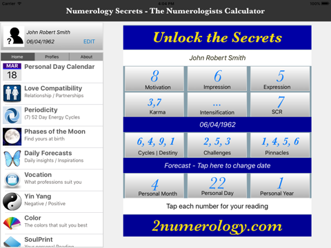 Numerology Secrets - The Numerologist Calculator iPad Version screenshot 2