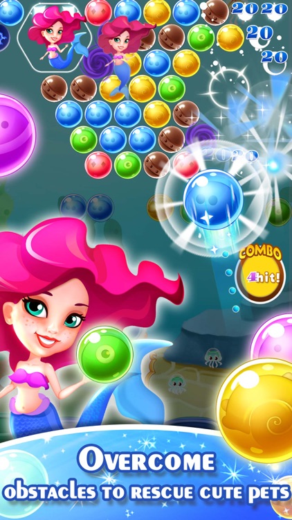 Pocket Mermaid - Pop bubble shooter game of crush happy birds inside world