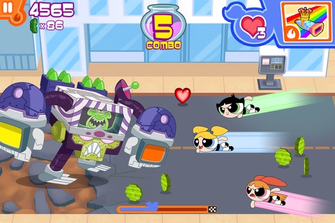 Flipped Out – The Powerpuff Girls Match 3 Puzzle / Fighting Action Game screenshot 2