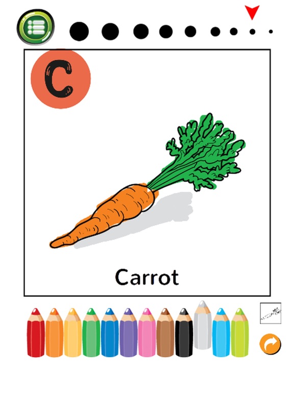 Screenshot 3 For ABC Fruits And Vegetables Coloring Book Learning English Vocabulary Free