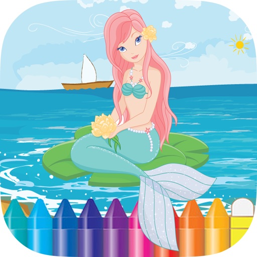 Mermaid Princess Coloring Book - Painting and Drawing Free Education Game For Kids and Kindergarten icon