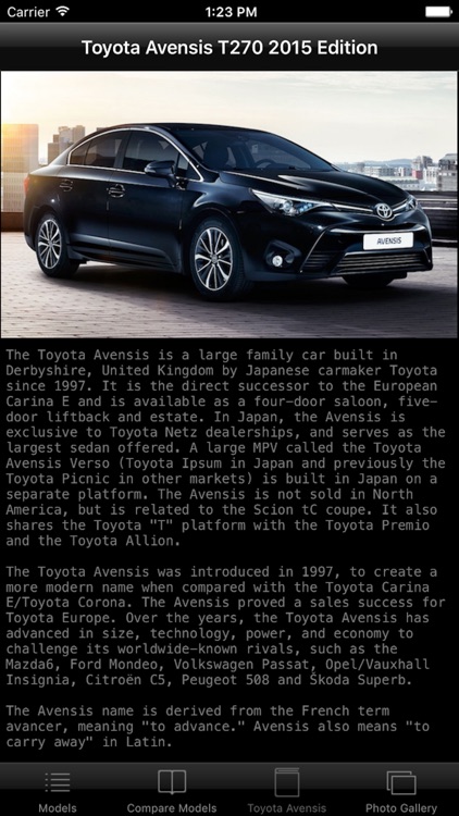 Specs for Toyota Avensis T270 2015 edition screenshot-3