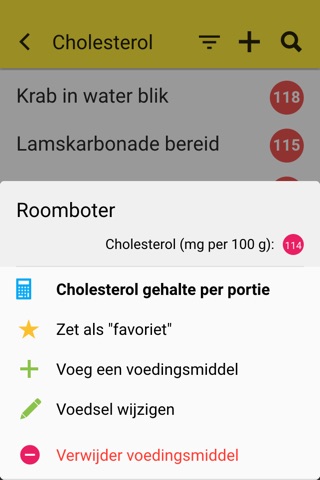 Cholesterol Table: diet aid screenshot 2