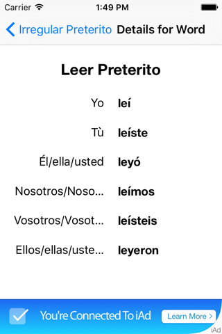 Spanish Past Tense screenshot 2