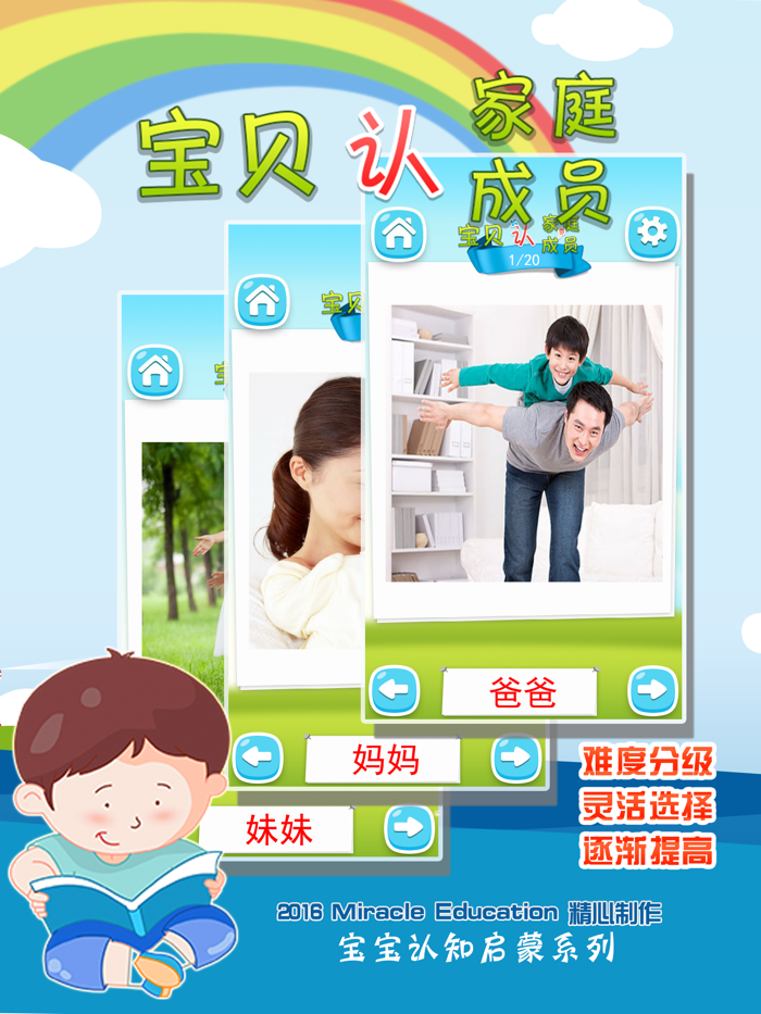 宝贝认家庭成员 -幼儿早教启蒙1-2岁看图识字家庭成员认知