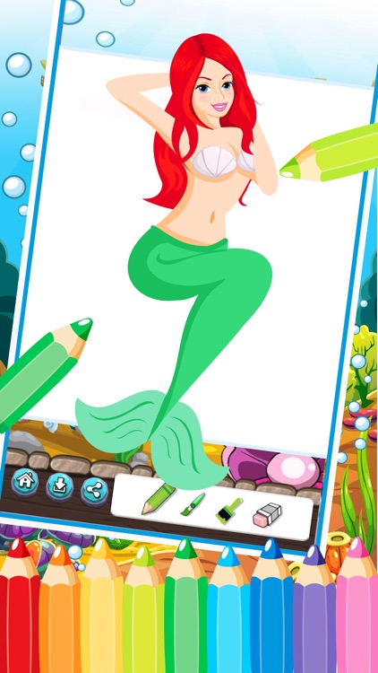 Mermaid Princess Coloring Book - Printable Coloring Pages with Finger Painting screenshot-4