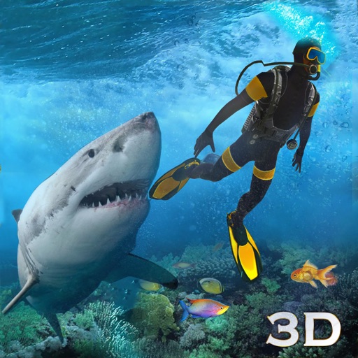 Wild Shark Attack vs Spear Fishing Scuba Diver 3D Icon