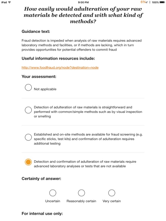 Food fraud vulnerability tool