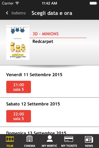 Webtic Redcarpet Cinema prenotazioni screenshot 3
