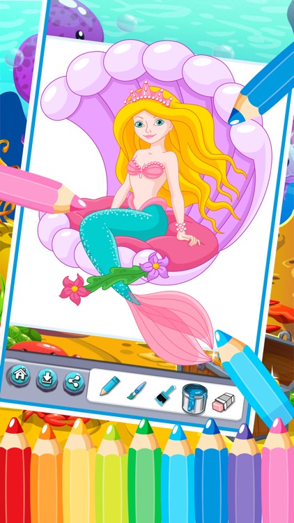 princess mermaid coloring pages free for girl kids 2 screenshot-3