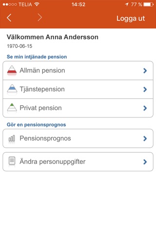 Pensionsprognosen screenshot 3