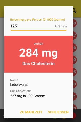 Cholesterol Table: diet aid screenshot 3