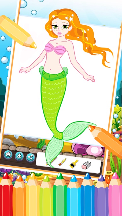 Mermaid Princess Coloring Book - Printable Coloring Pages with Finger Painting screenshot-3