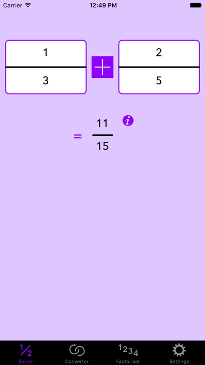 Fraction Help — Solver + Working