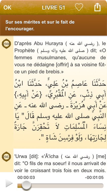 Sahih Al-Bukhari Audio mp3 en Français et en Arabe, +7500 Hadiths et Citations du Coran (Lite) - صحيح البخاري screenshot-4