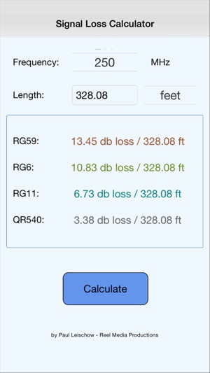 Signal Loss Calculator