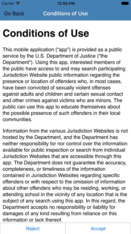 U.S. Department of Justice Dru Sjodin National Sex Offender Public Website App