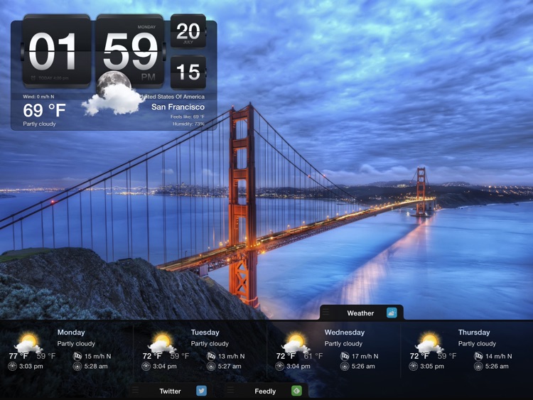 Night Stand for iPad - Free Alarm Clock, Weather & Social Reader screenshot-3