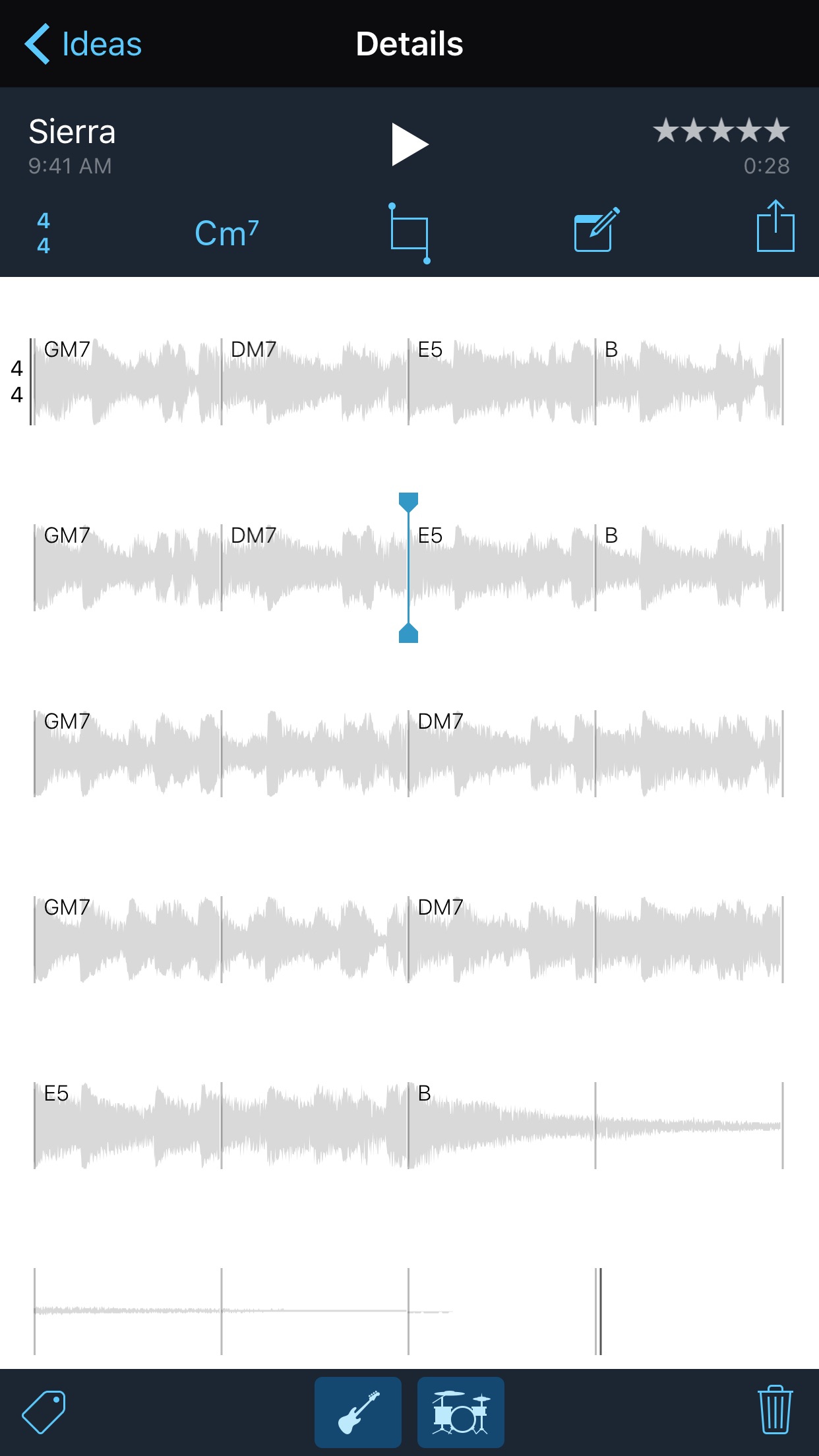 Screenshot do app Ideias Musicais