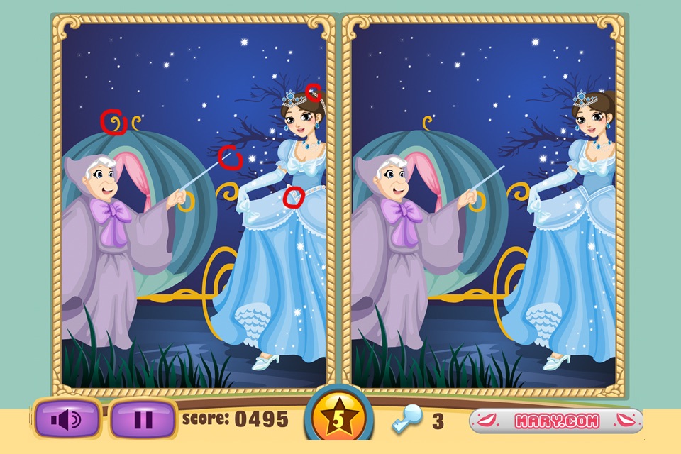 Cinderella Find the Differences - Fairy tale puzzle game for kids who love princess Cinderella screenshot 2