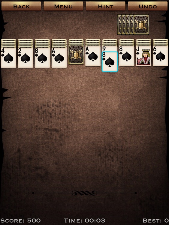 Spider Solitaire iPad edition