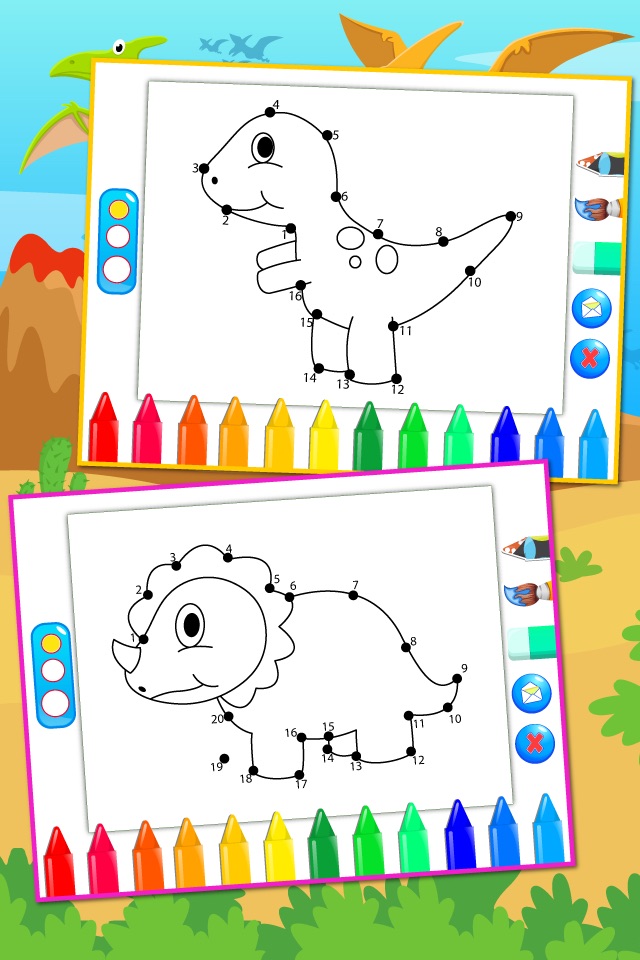 Dinosaurs Connect the Dots and Coloring Book Free screenshot 4