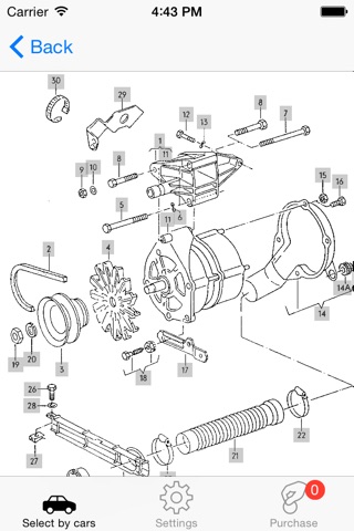 Parts and diagrams for Audi screenshot 2