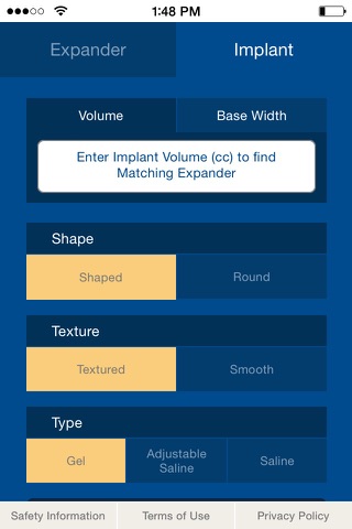 MENTOR® Expander/Implant Matching Tool screenshot 2