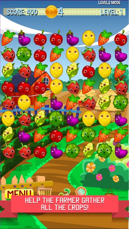 A Farm Barn Fruits and Veggie Harvest - Match and Pop Mania