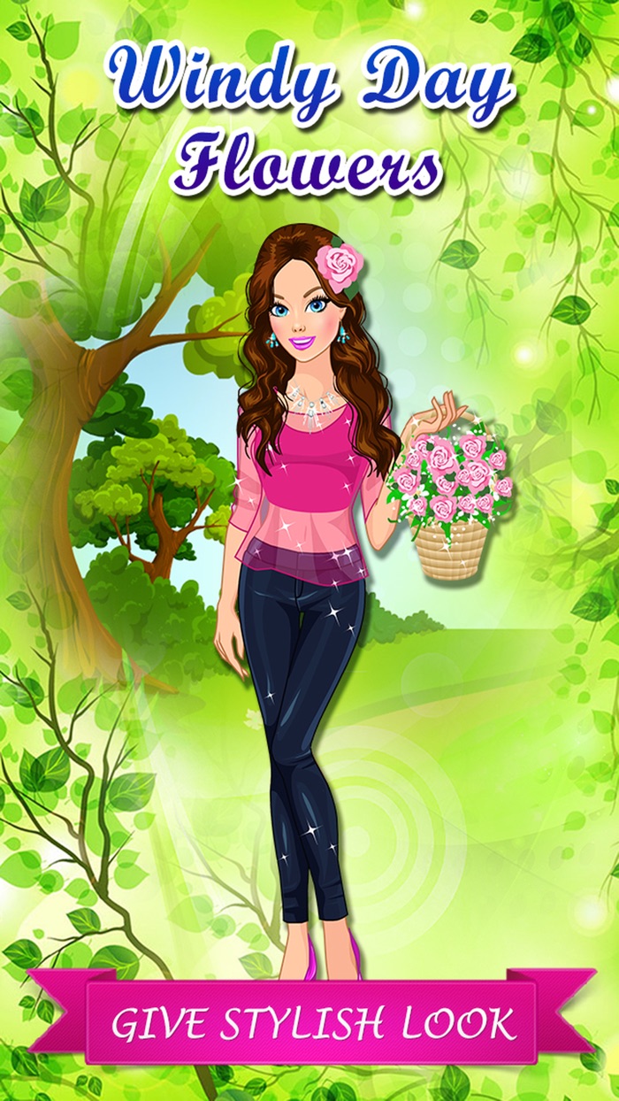 Windy Day Flowers Dress Up. Girls fashion line saga.