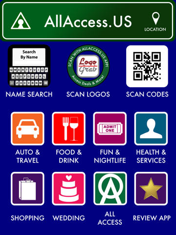 AllAccess! SCAN LOGOS & QR CODES to Access Menus/Deals/Coupons+ with All Access Logo Launcher Food & Drink