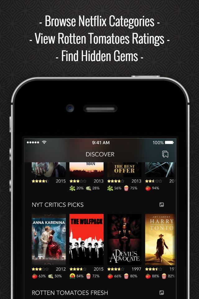 Discover Premium : for Netflix Unlimited with Rotten Tomatoes Ratings and Queue Pro screenshot 2