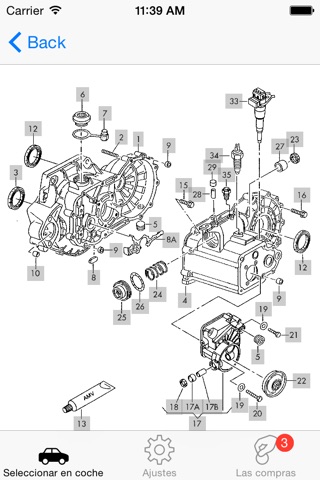 Seat parts and diagrams screenshot 2