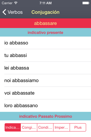 italian verbs conjugator screenshot 3