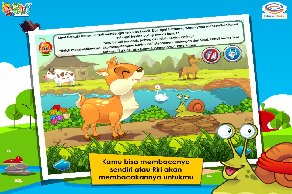 Kancil dan Siput Adu Pintar - Buku Cerita Anak Interaktif screenshot 2