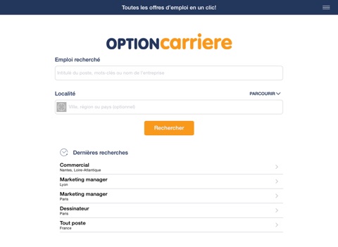 Скриншот из Optioncarriere - Recherche d emploi, recrutement, job