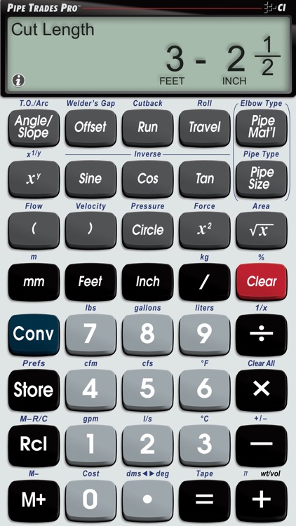 Pipe Trades Pro -- Advanced Feet Inch Fraction and Metric Pipe Trades Math Calculator