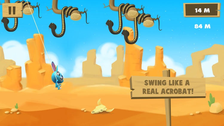 Swinging Bunny: Fly With Rope And Help The Rabbit Hopper Cross The Desert