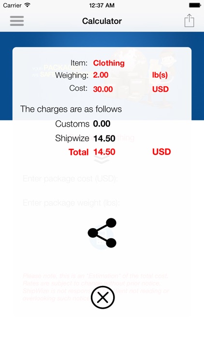 Shipwize Calculator