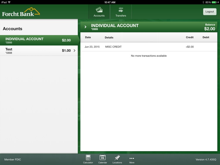 Forcht Bank Mobile Banking for iPad