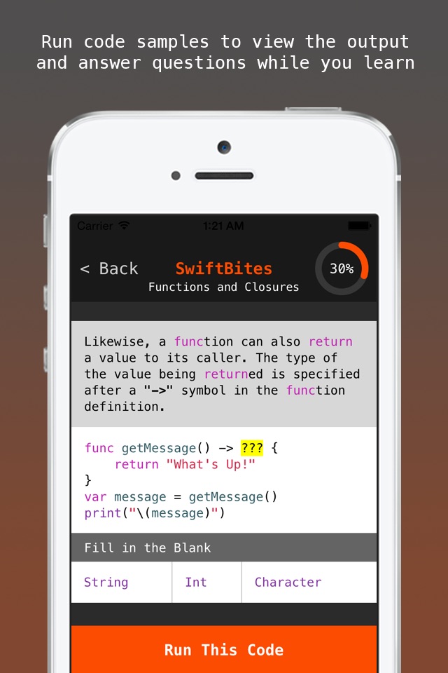 SwiftBites - Learn How to Code in Swift with Interactive Mini Lessons screenshot 3