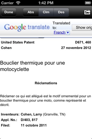 Patents Search screenshot 2