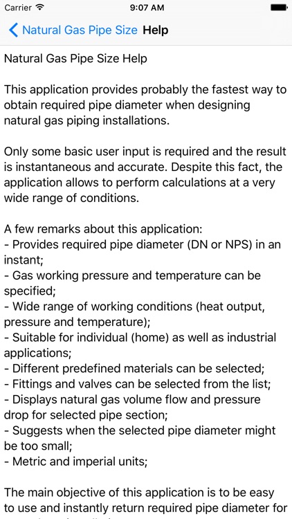 Natural Gas Pipe Size: pipe sizing & pressure drop calculation for natural gas installations screenshot-4