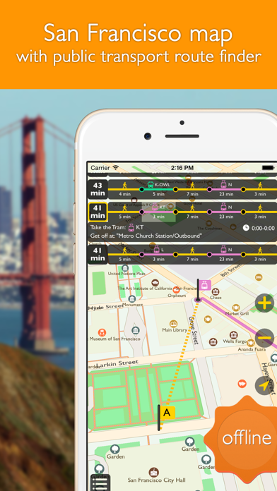 San Francisco offline map with public transport route planner for my journey Screenshot 1
